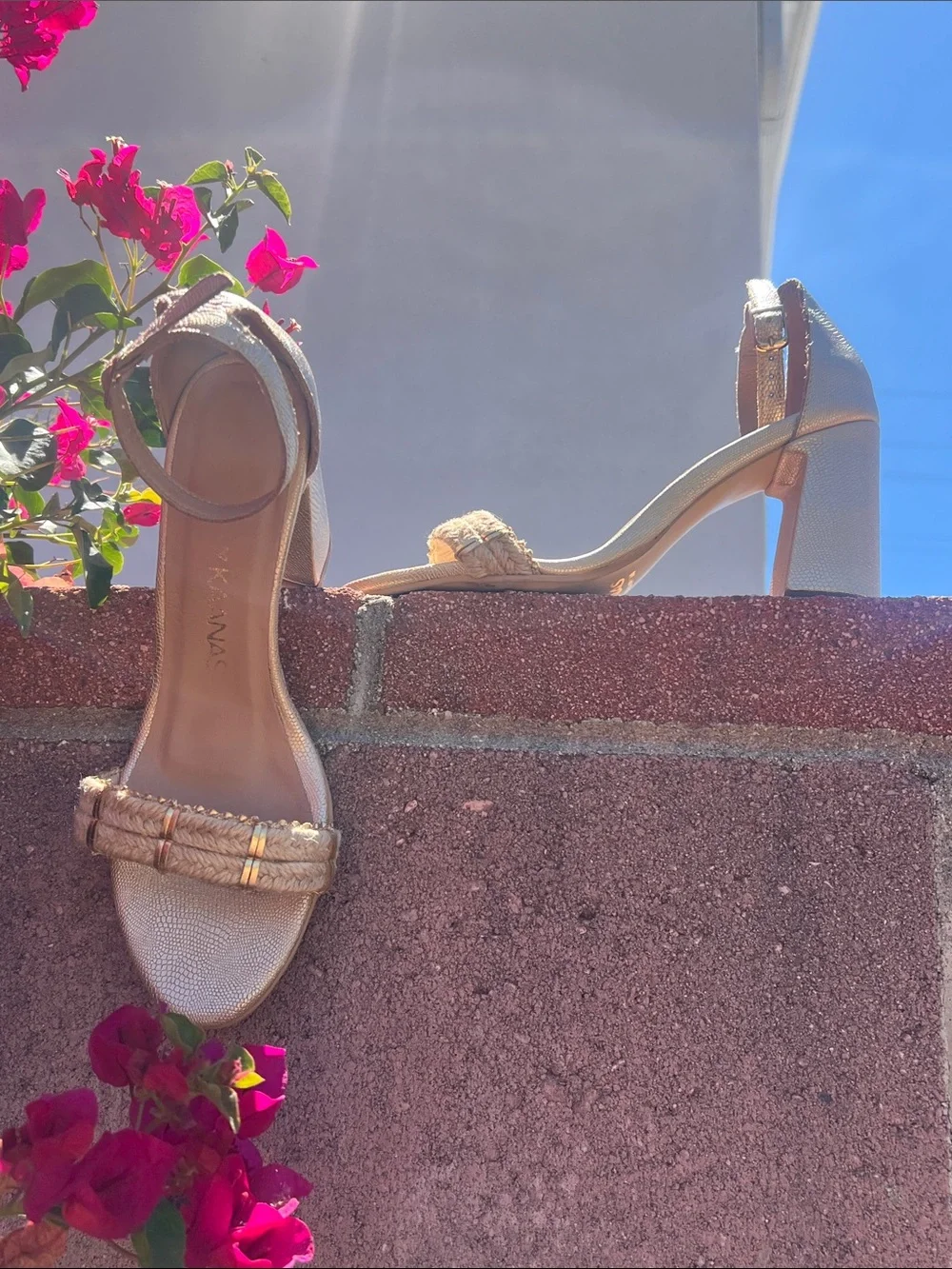 8 | Kaanas x Jessie James decker|  Metallic Gold Braided Ankle‑Strap Sandals